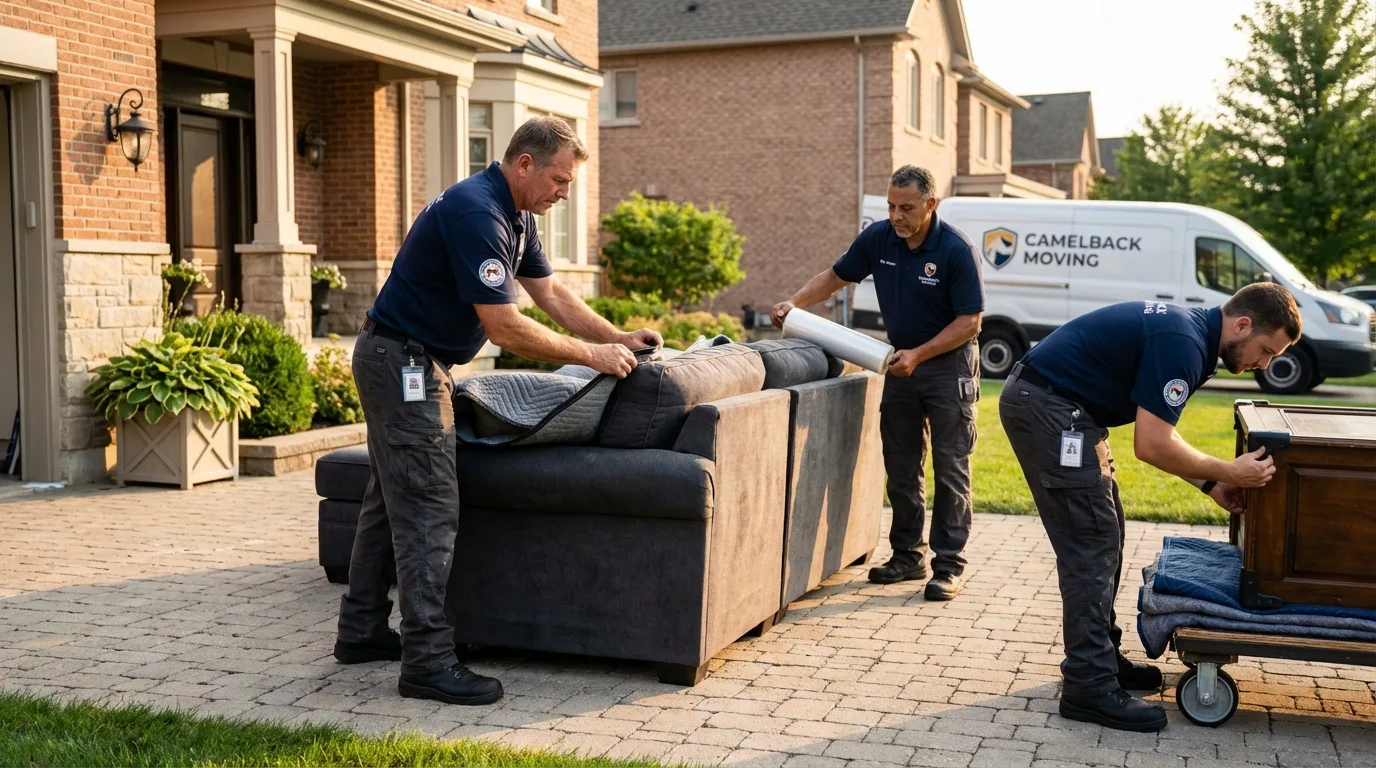 Large estate moving crew wrapping furniture in Toppenish, WA